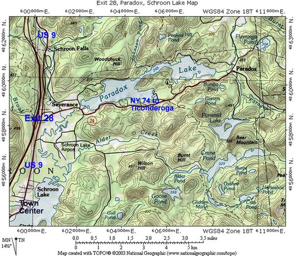 Map Of Schroon Lake Ny Interstate 87: The Adirondack Northway: Exit 28   North Schroon 
